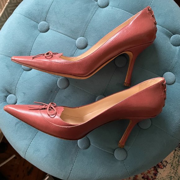 Jimmy Choo Pink-Brown Leather Pumps - Picture 2 of 6
